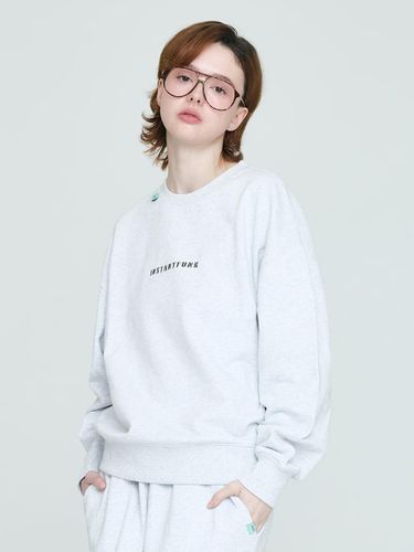 Mini Logo Relaxed Fit Crewneck Sweatshirt [Melange Beige] - INSTANTFUNK - Modalova