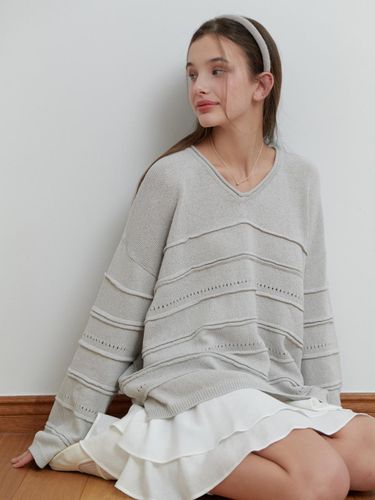 Overfit V-neck Cotton Knit [Gray] - RE_L - Modalova