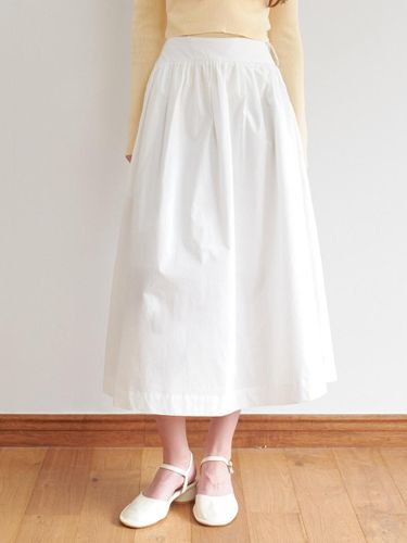 Long Shirring Cotton Skirt [Beige] - RE_L - Modalova