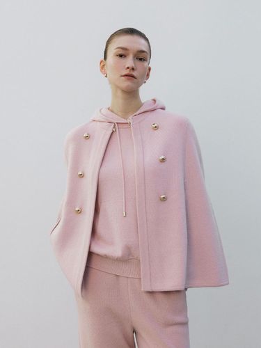 Gold Button Wool Cape Cardigan [Pink] - Mare di mari - Modalova