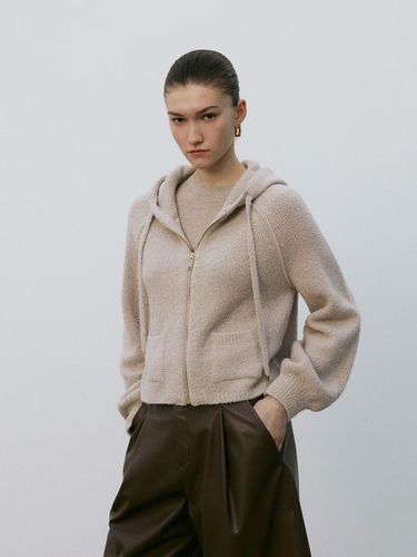 Cashmere Boucle Cropped Zip-up Hoodie [Light beige] - Mare di mari - Modalova