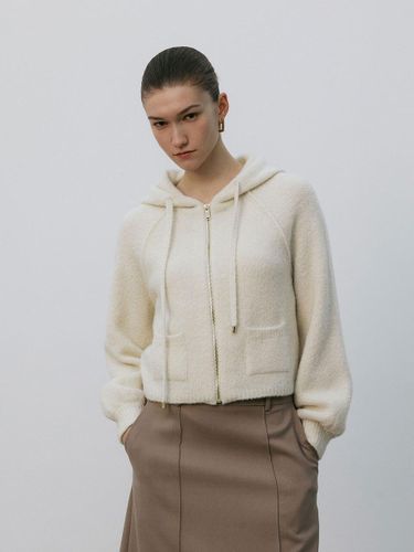 Cashmere Boucle Cropped Zip-up Hoodie [Beige] - Mare di mari - Modalova