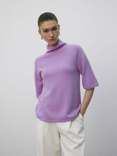 Turtleneck Half Sleeve Cashmere Pullover [PURPLE] - Mare di mari - Modalova