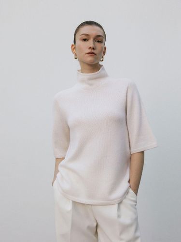 Turtleneck Half Sleeve Cashmere Knit Pullover [Beige] - Mare di mari - Modalova