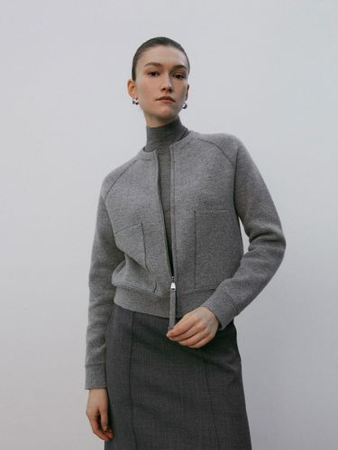 Cashmere Blend Italian Knit Zip-up Cardigan [Grey] - Mare di mari - Modalova