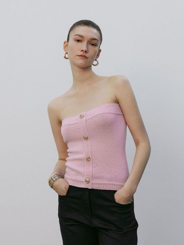 Asymmetric Gold Button Cashmere Wool Bustier Top [Pink] - Mare di mari - Modalova