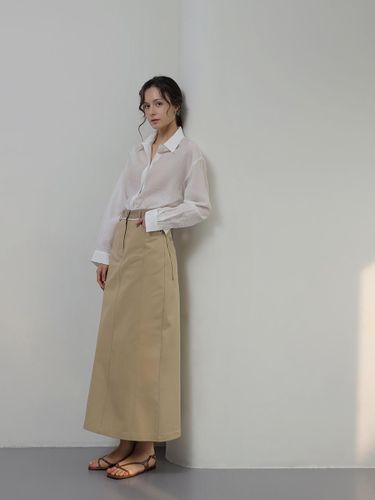 Cotton Block A-line High-density Maxi Skirt [Ivory Beige] - KELLY DONAHUE - Modalova