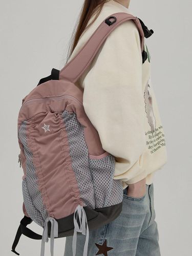 Mesh Two-Tone Adjustable Slim Backpack [Pink] - WAIKEI - Modalova