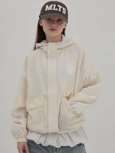 Reversible Check Oversized Windbreaker Jacket [Ivory] - WAIKEI - Modalova