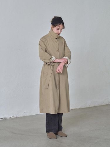 Belted Long Cotton-Nylon Trench Coat [Beige] - HANE - Modalova