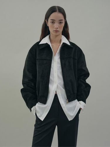 Zip-up Luxurious Suede Blouson [Black] - OWN FEATURE COLOUR.OFC - Modalova