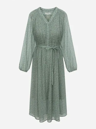 V-neck Full-open Side Lace Elastic Waist Dress [Green] (T236AOP146W) - Thursday Island - Modalova