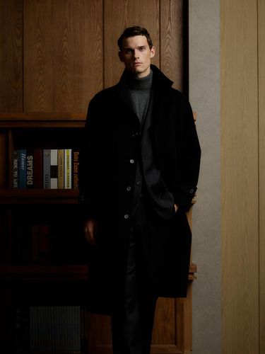 Cashmere Wool High-Neck Tailored Coat [Black] - THE KNIT COMPANY - Modalova