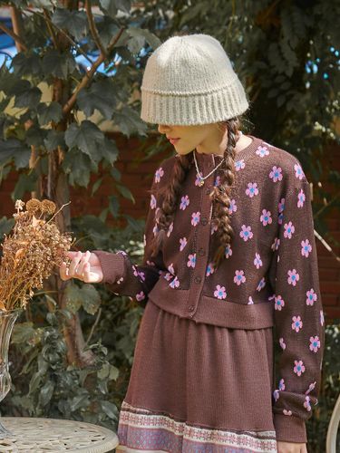 Floral Crop Elastic Cardigan [] - salad bowls - Modalova