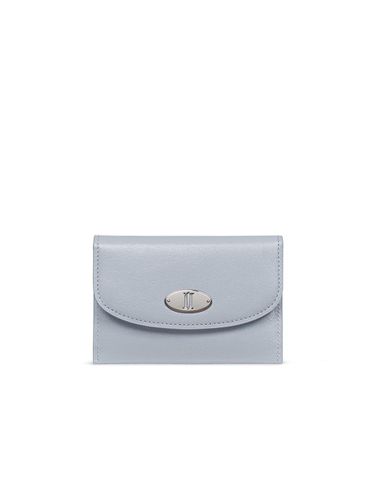 Slim Leather Curved Flap Wallet [Light Blue] (JSNCSF5BS260LB010) - J.ESTINA - Modalova