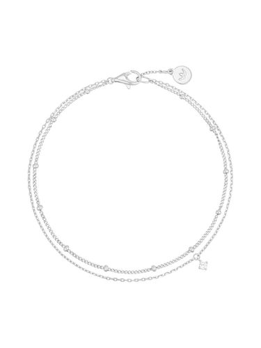 Double Chain Silver CZ Bracelet (JJLJBQ1BF327SW7S0) - J.ESTINA - Modalova