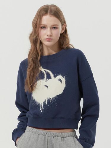 Melting Print Cropped Loose Fit Sweatshirt [Navy] - KIRSH - Modalova