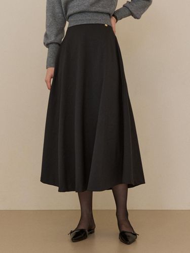 Simple Wide Flare Long Skirt [] - ADAUL - Modalova