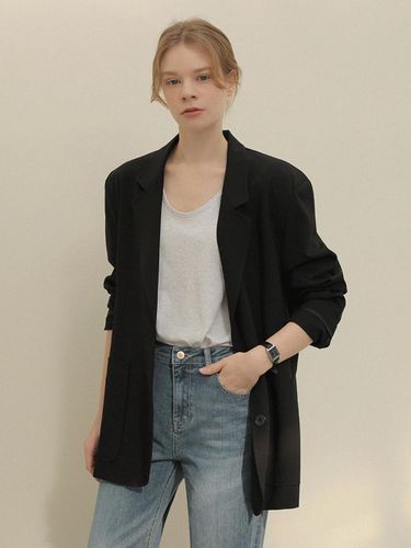 Premium Light Wool Four-Way Stretch Jacket [Black] - ROOMPACKER - Modalova