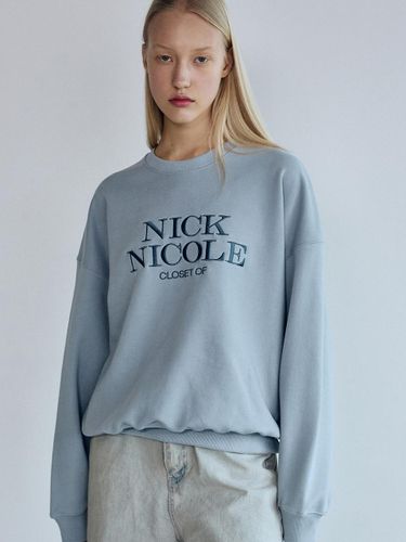 Classic Logo Oversized Cotton-Polyester Sweatshirt [Sky Blue] - NICK&NICOLE - Modalova