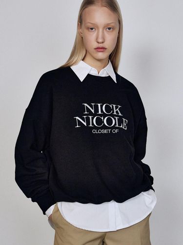 Classic Logo Oversized Cotton-Polyester Sweatshirt [Black] - NICK&NICOLE - Modalova