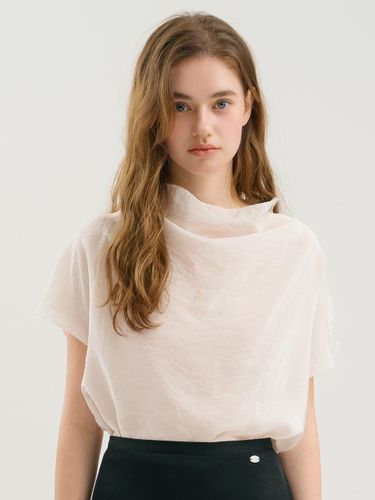 Silky Cowl Neck Half Sleeve Blouse - ANEDIT - Modalova