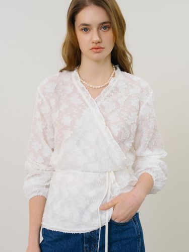 Ruffle Broderie Wrap Blouse [Beige] - ANEDIT - Modalova