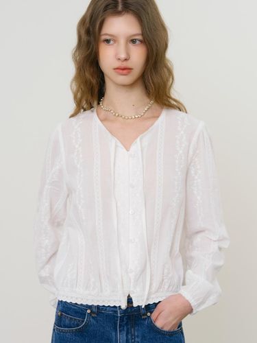 Cotton Broderie Blouson Blouse [] - ANEDIT - Modalova