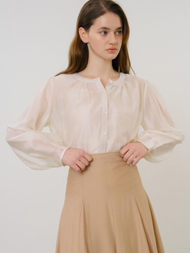 Glossy Shirring TENCEL Blouse [] - ANEDIT - Modalova