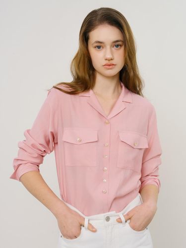 Tencel Blend Sheer Open Collar Shirt [PINK] - ANEDIT - Modalova