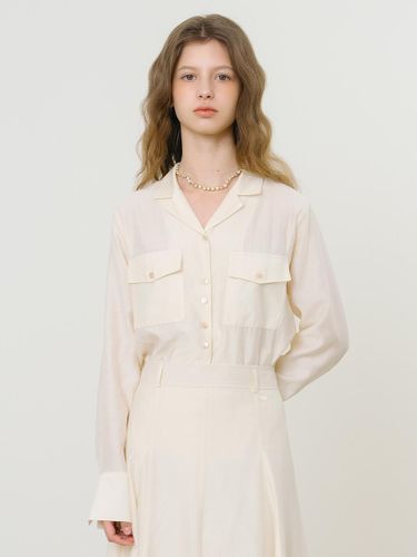 Sheer Open Collar Tencel Blend Shirt [WHITE] - ANEDIT - Modalova