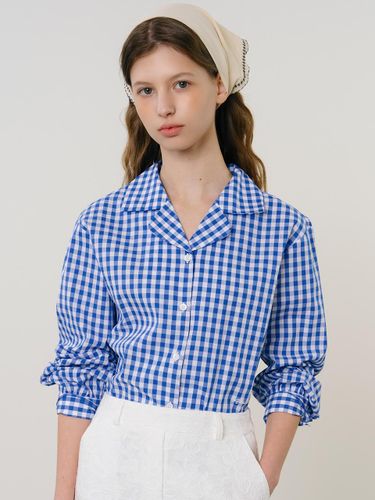 Gingham French Open Collar Cotton Shirt [] - ANEDIT - Modalova