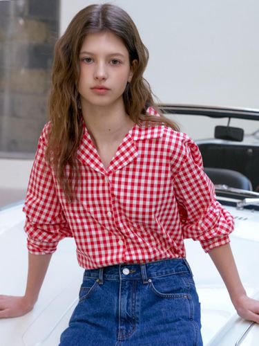 Gingham French Open-Collar Cotton Shirt [] - ANEDIT - Modalova