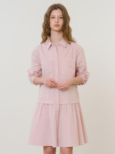 Flare Long Sleeve Shirt Dress [PINK] - ANEDIT - Modalova