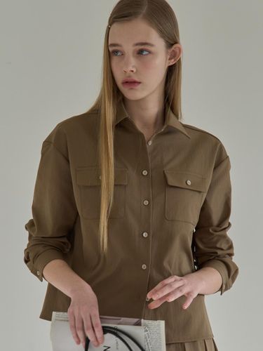 Oversized Button-up Polyester Shirt [Mocha Mousse] (j1675) - JOORTI - Modalova