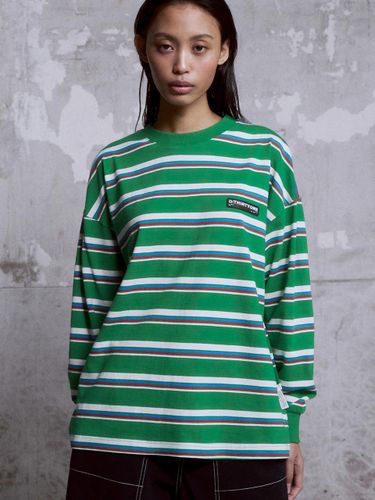 Multi Stripe Long-Sleeved Cotton T-Shirt [Green] - DTHIRTYONE - Modalova
