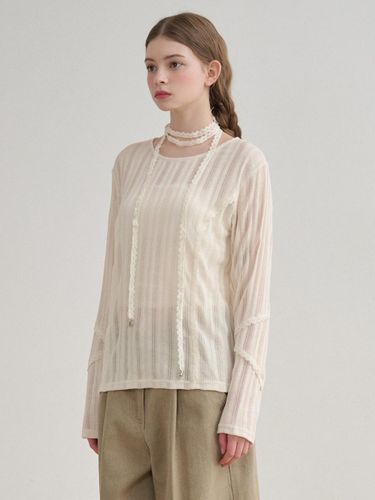 Ballet Lace Boatneck T-shirt [WHITE] - MICANE - Modalova