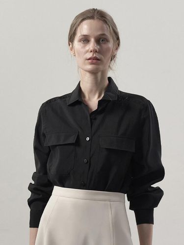 Organza Pocket Standard Fit Blouse [Black] - MOMET - Modalova