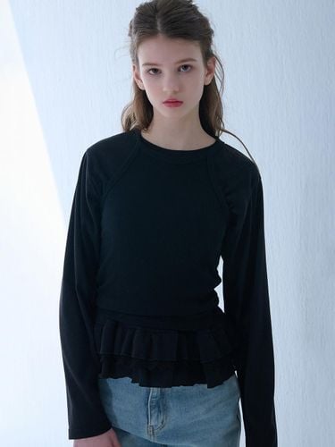 Lace Shirring Ribbed T-shirt [] - camino - Modalova