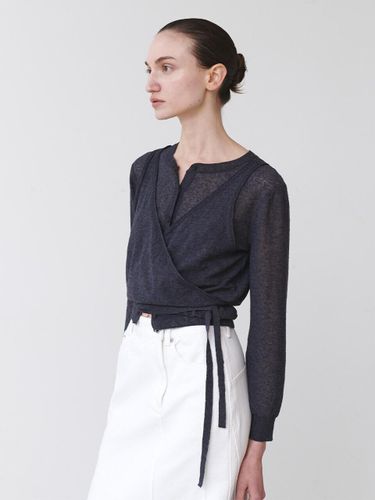 See-through Linen Blend Two-Piece Cardigan Set (SS5MD237) - LOEUVRE - Modalova