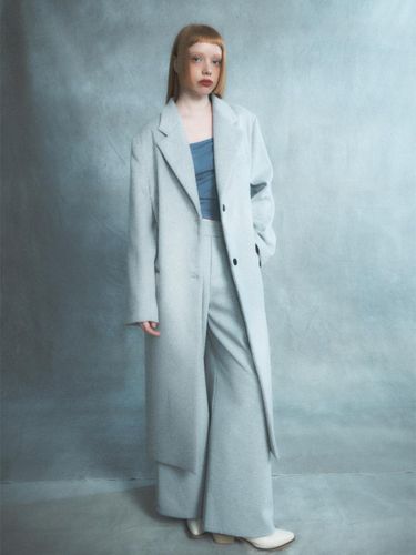 Oversized Long Wool Blend Coat [Grey] - Rennesmia - Modalova