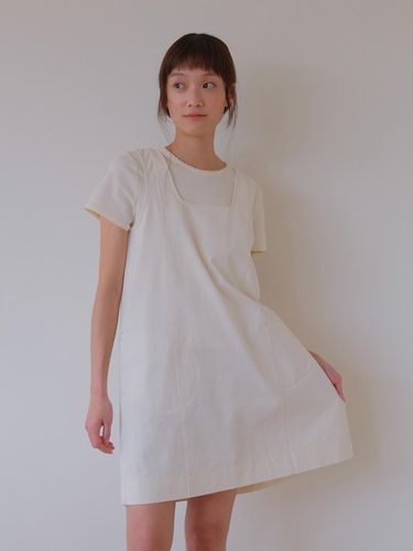 Square Neck Pleated Cotton Mini Dress [] - moui - Modalova