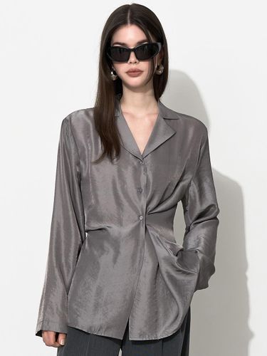 Satin Collar Wrap Blouse - MOONT - Modalova