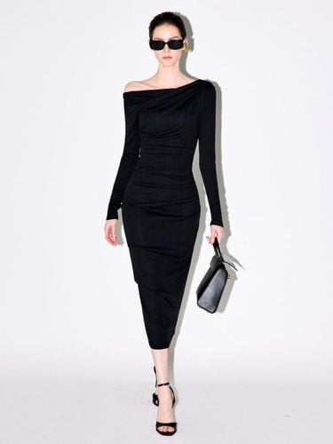 Long Sleeve Shirring Long Dress - MOONT - Modalova