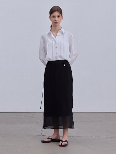 Sheer Straight Layering Skirt [Black] - hyyk - Modalova