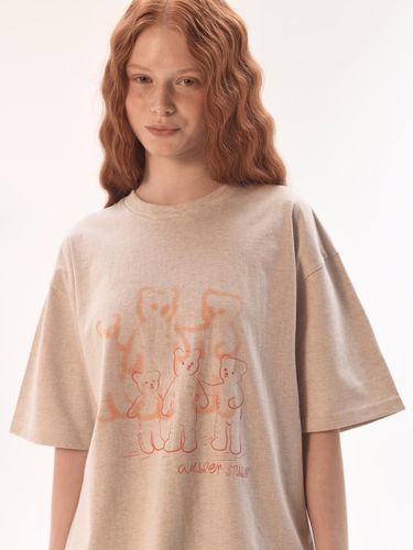 Blurred Print Oversized Fit T-shirt [Light Brown] (AS1202) - AMBLER - Modalova