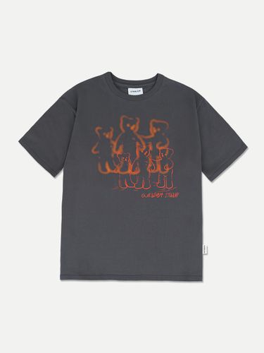 Blurred Print Oversized Cotton T-Shirt [Dark-Gray] (AS1202) - AMBLER - Modalova