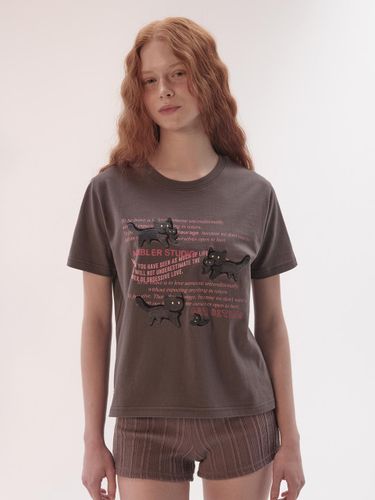 Cotton Embroidered Adventure T-Shirt [Dark-Gray] (AS1207) - AMBLER - Modalova