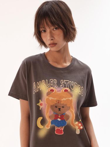 Sailor Bear Semi-Overfit Semi-Crop T-Shirt [Dark-Gray] (AS1208) - AMBLER - Modalova