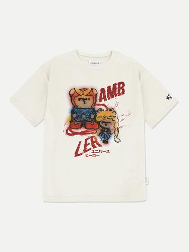 Vintage Oversized Cotton Hero Bear T-Shirt [Ivory] (AS1210) - AMBLER - Modalova